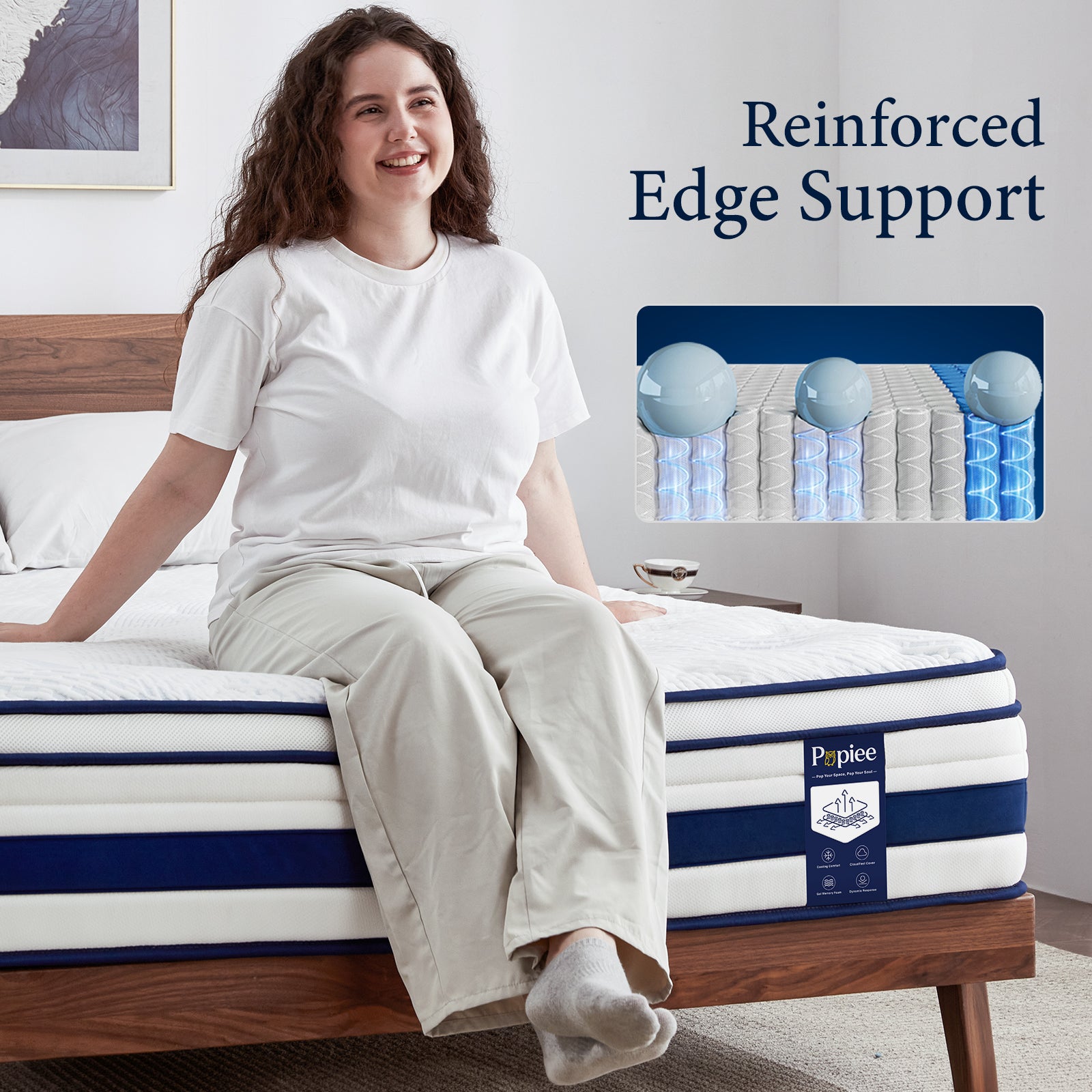 Double Mattress, Hybrid Mattress for Back Pain, Medium Firm | 7-Zone Pocket Springs, orthopaedic mattress, motion isolation